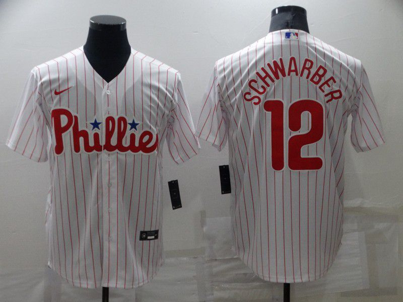 Men Philadelphia Phillies 12 Schwarber Red Strip Game 2022 Nike MLB Jersey